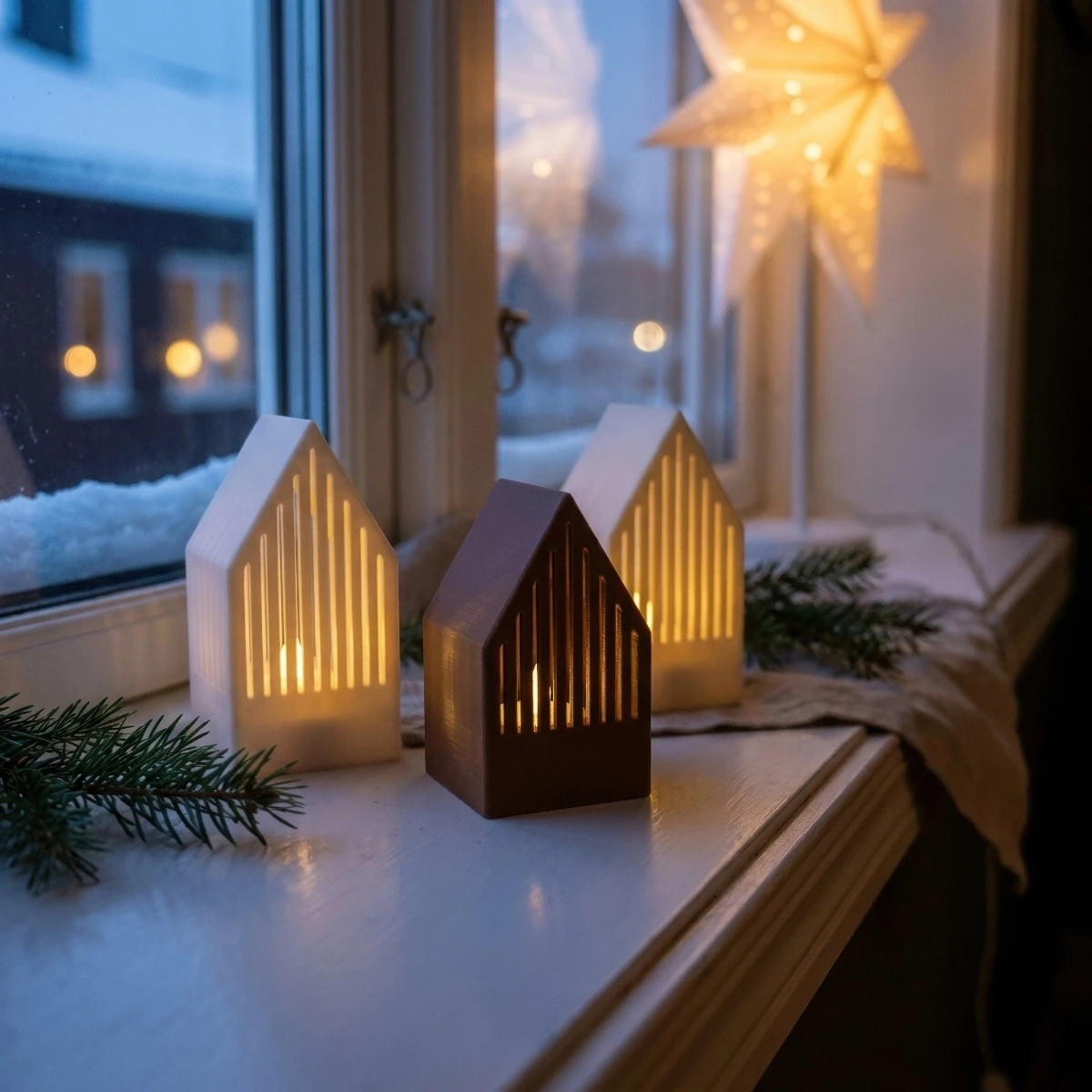 Bilde av husene i vinduskarm