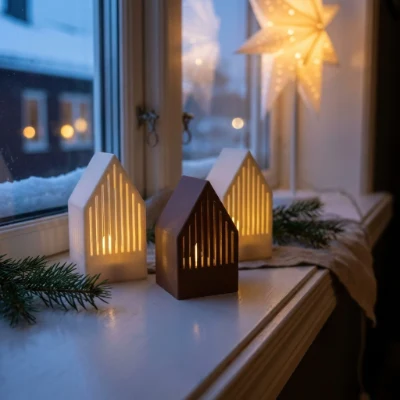 Bilde av husene i vinduskarm